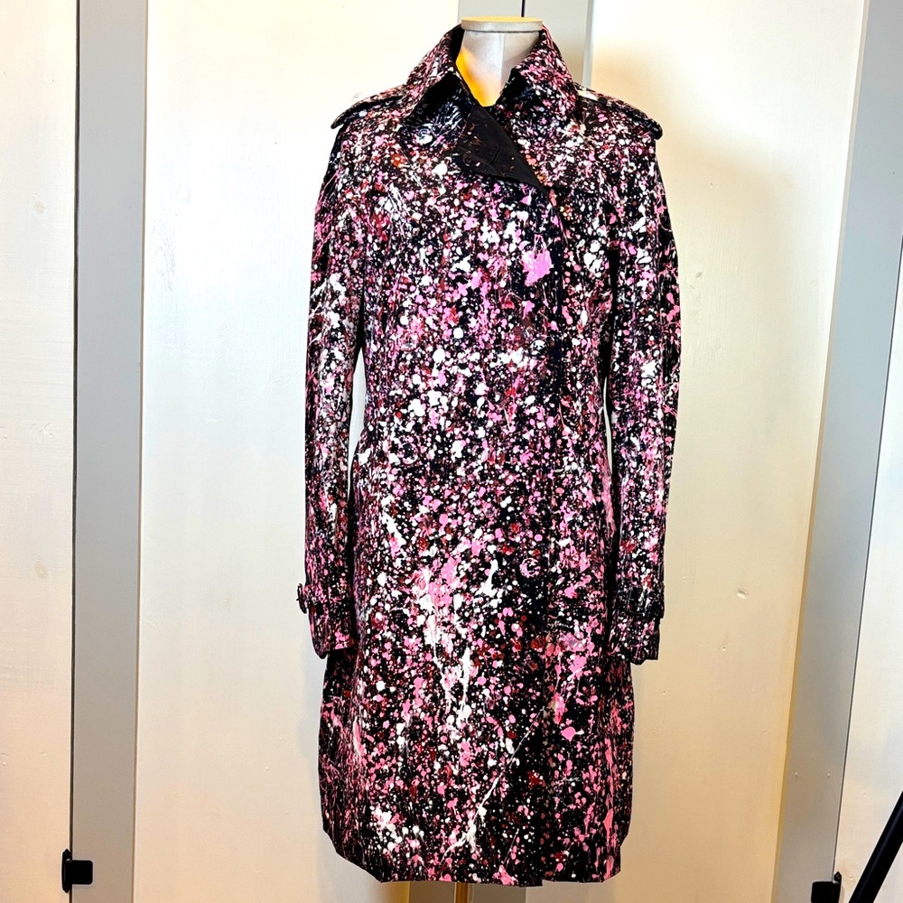 Norma Kamali Trench Coat Paint Splatter
Size M - Bold Artistic Statement Piece